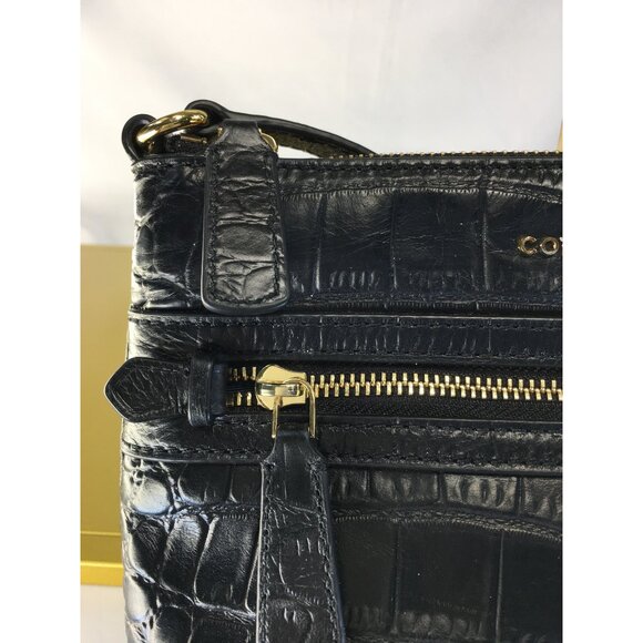 Cole Haan Crossbody Shoulder Purse Bag Genuine Leather Alligator Print Black  -N - Picture 6 of 16